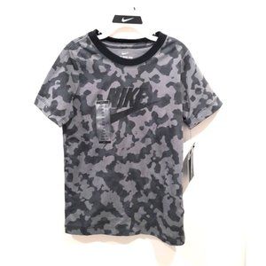 NIKE Unisex Youth Grey and Black the Nike TEE T-Shirt Colorful logo DC7521-068